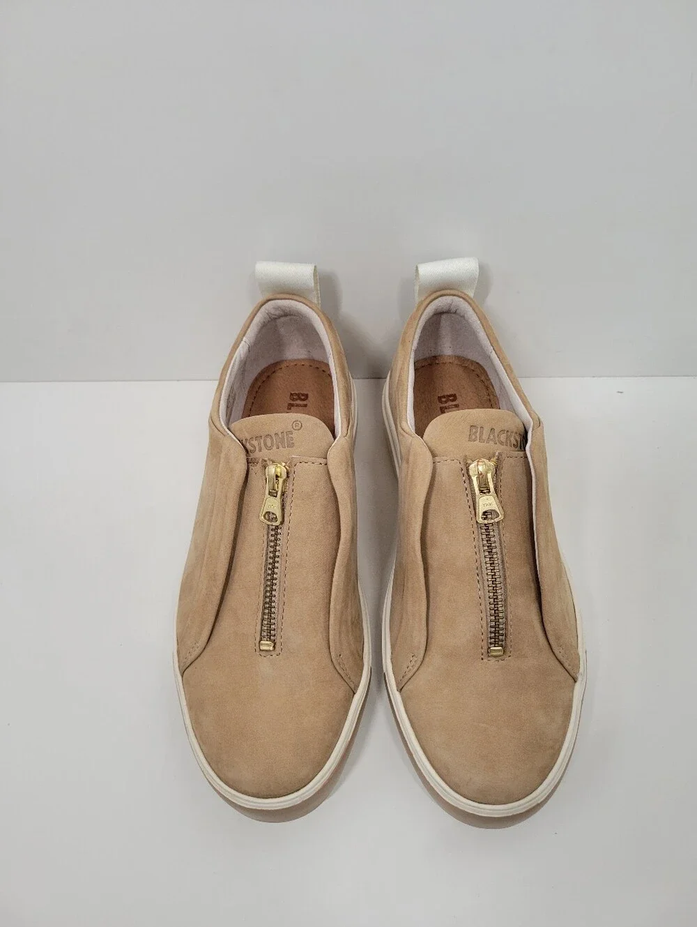 Blackstone Tan Suede Leather Zip Platform Shoes Women Size 37 US 6.5